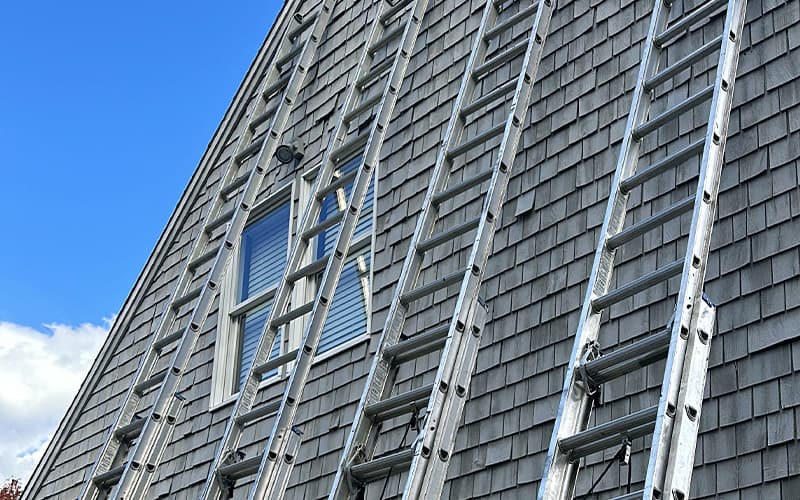Exterior shingle painting on gable