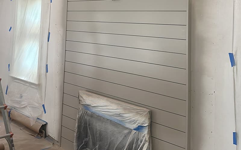 Cabinet and slat wall finish